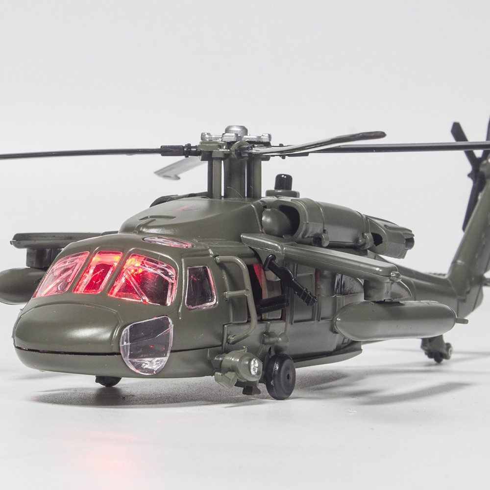 mô hìnhCâu đốAlloy Aircraft Toy Model Black Hawk Military Gunboy Helicopter Sound and Light