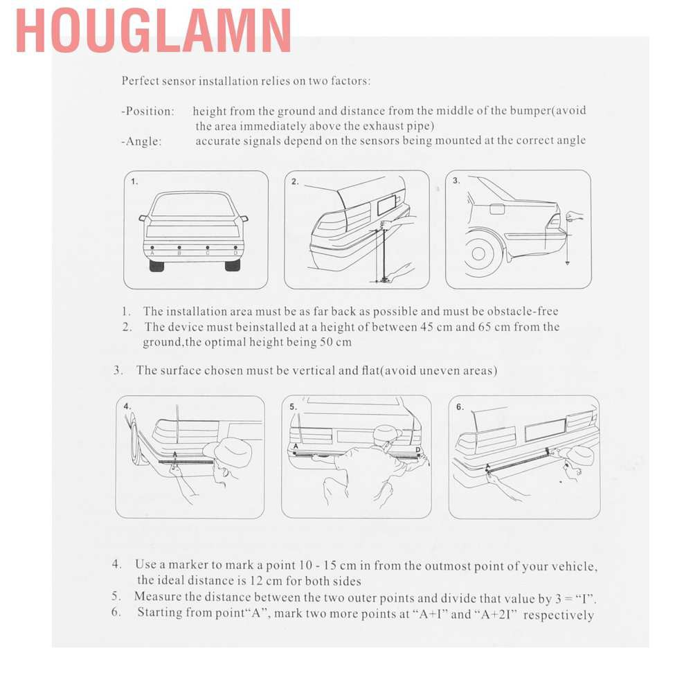 Bộ Radar Cảm Biến Đỗ Xe Houglamor 12v Dc Kèm 4 Cảm Biến Led