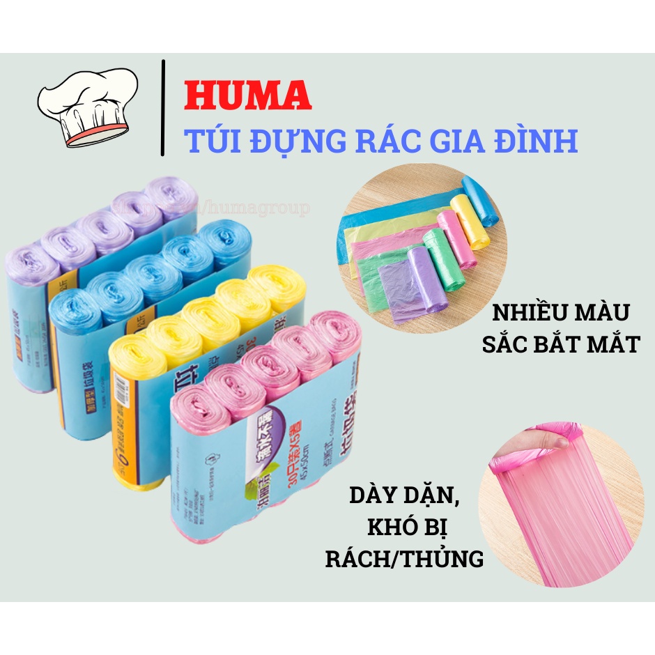 Túi Rác, Túi Đựng Rác Tự Phân Hủy Sinh Học Nhiều Màu Sắc – Cuộn Túi Rác Gia Đình Nhiều Màu