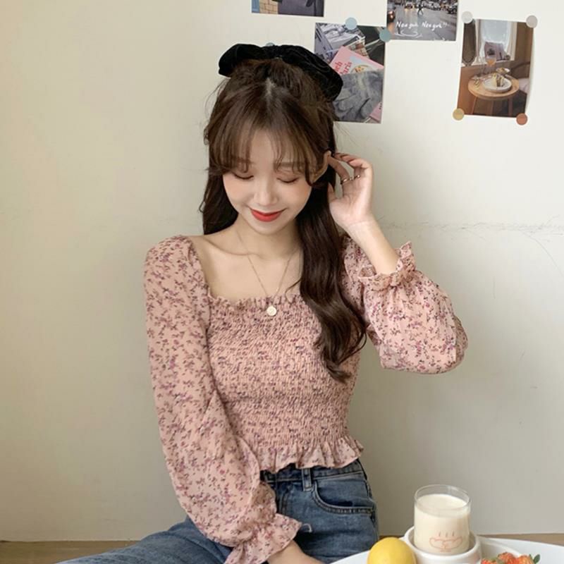 Áo Voan Nữ Cổ Vuông Ulzzang Thời Trang