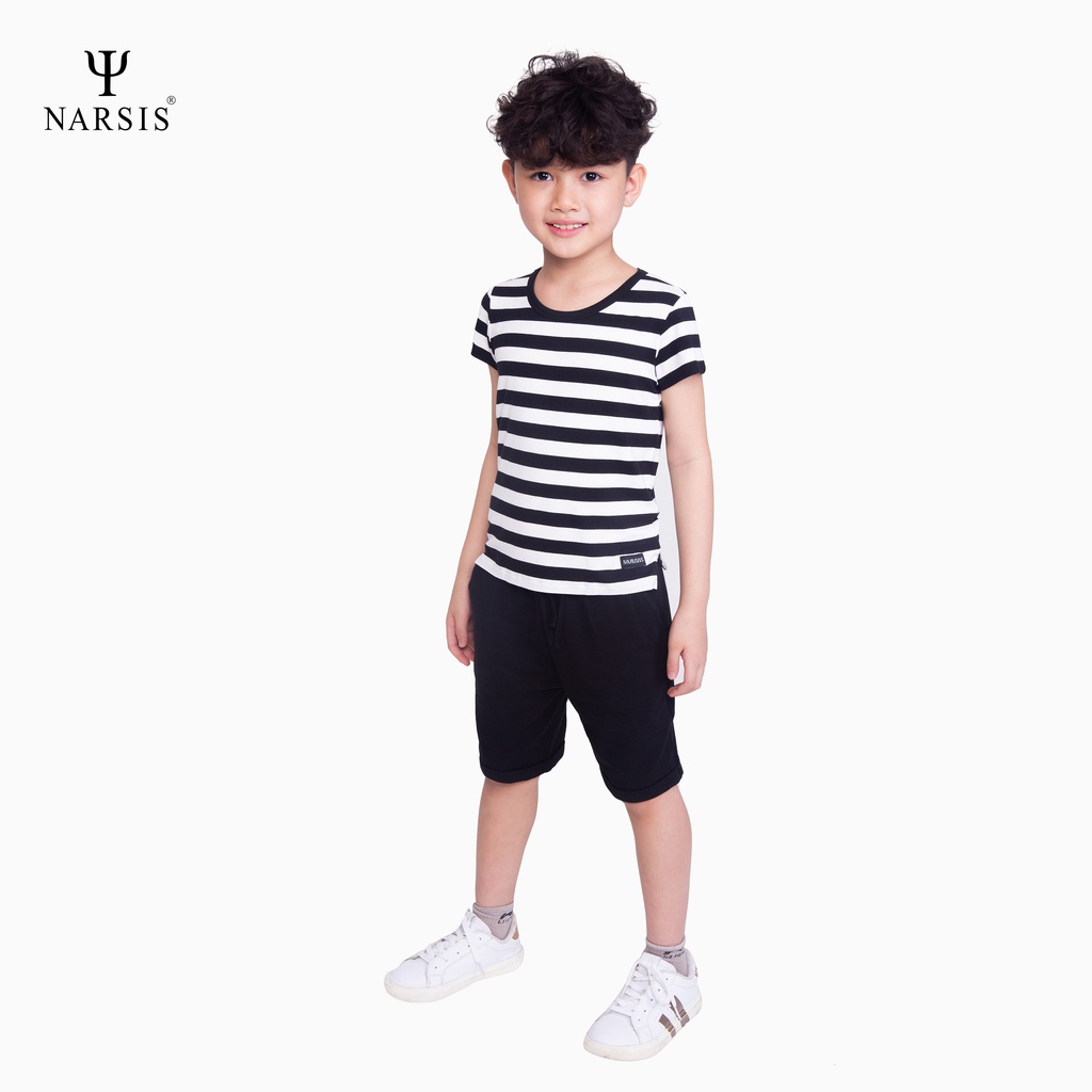 Bộ đồ hè bé trai Narsis KE0006 kẻ đen trắng quần đen