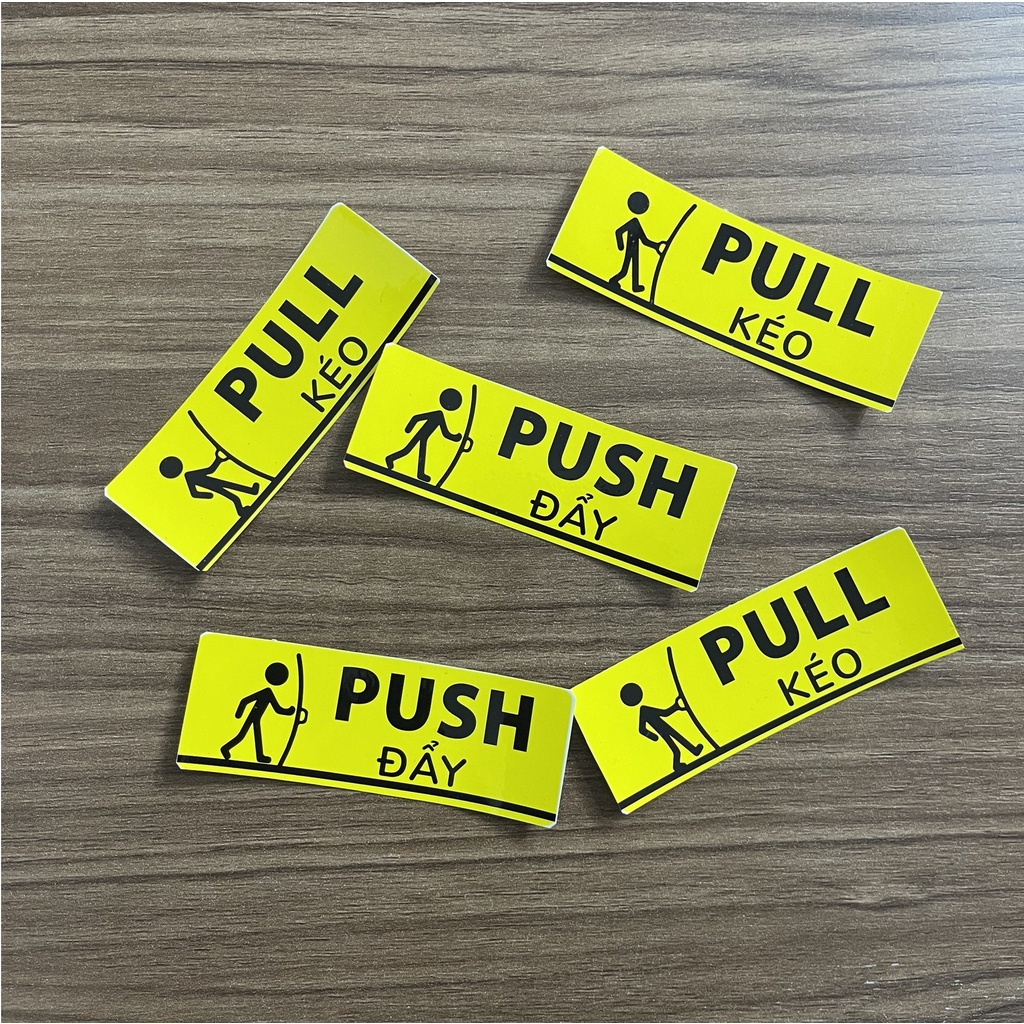 2 Tem Dán Cửa Kính- Taky, Mở Cửa Kéo và Đẩy | Pull &amp; Push - Tem Decal Nhựa Cảnh Báo Dán Cửa Ra Vào, 5001