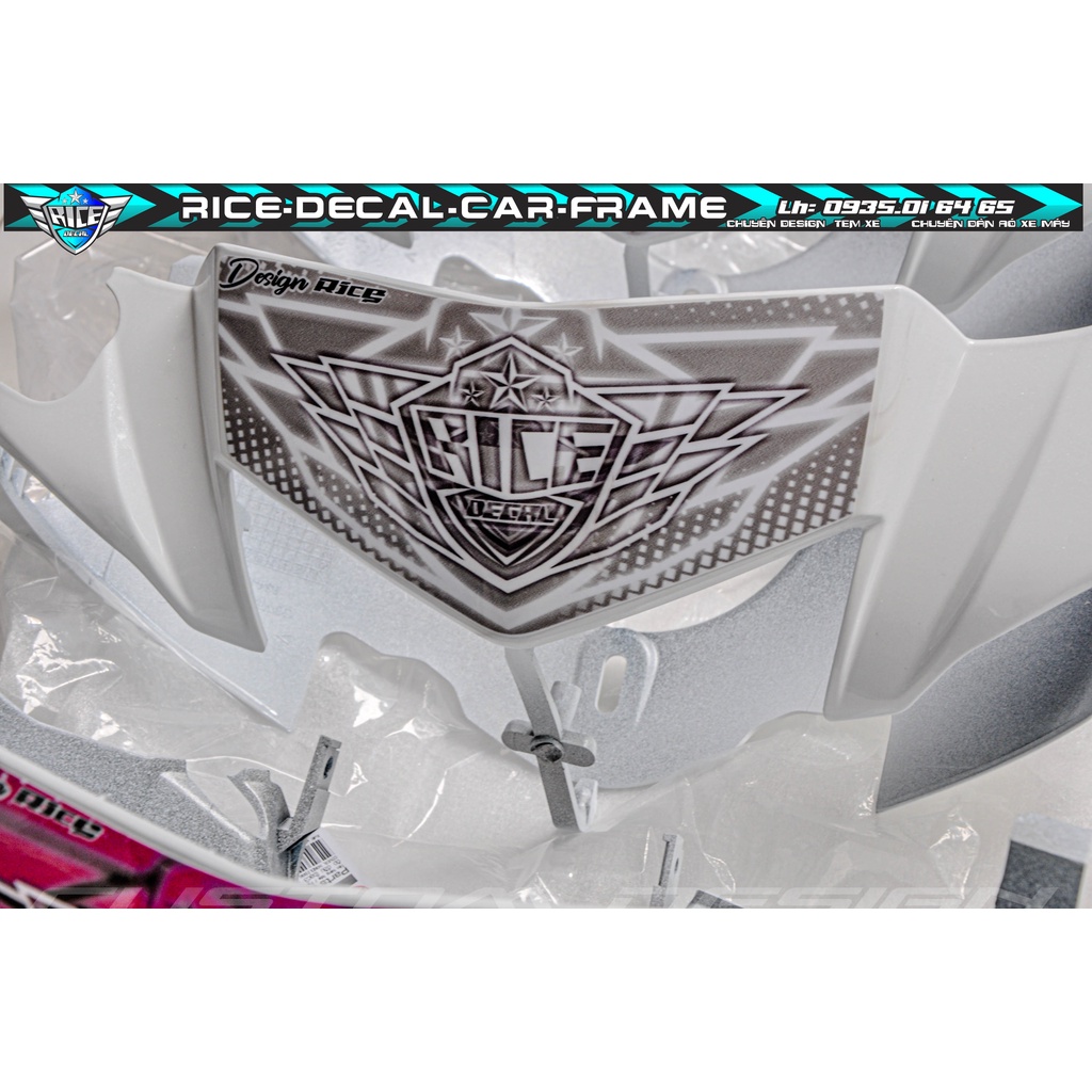 Tem Dán Hộp Đầu Sirius Rice decal LoGo Lớn màu Trắng