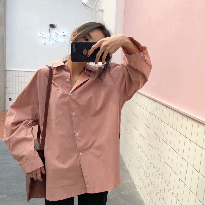 Áo sơ mi tay dài cổ bẻ thời trang Hàn Quốc cho nữ