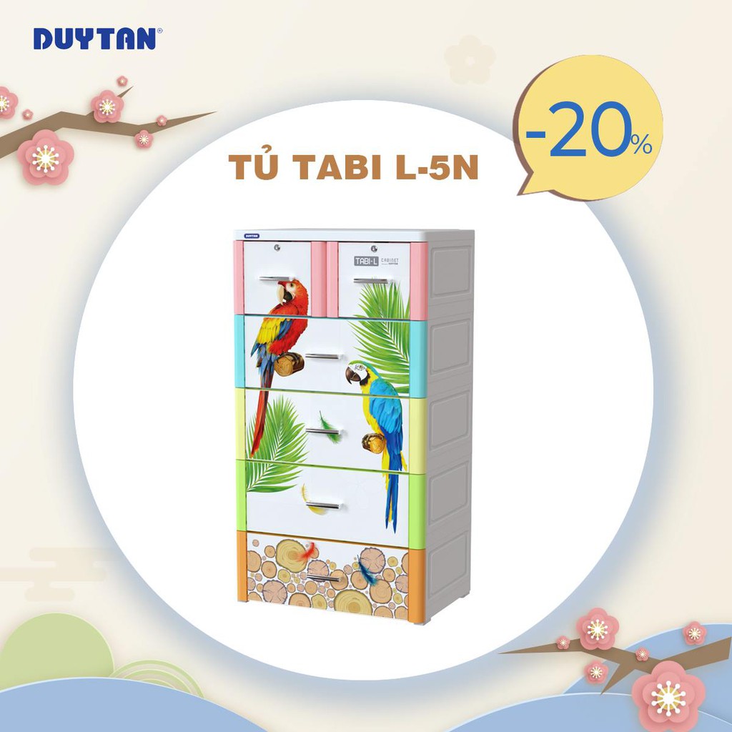 Tủ nhựa 5 tầng Duy Tân Tabi-L (70 x 48 x 130 cm)