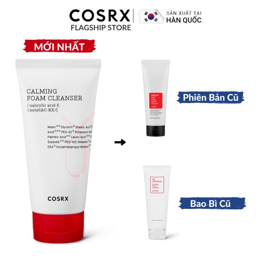 Sữa Rửa Mặt Cosrx Tạo Bọt Chiết Xuất Rau Má, 0.5% BHA AC Collection Calming Foam Cleanser 50ml