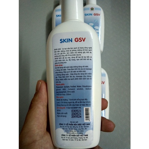 Sữa rửa mặt skin gsv dịu nhẹ cho da dầu mụn nhạy cảm chai 200ml