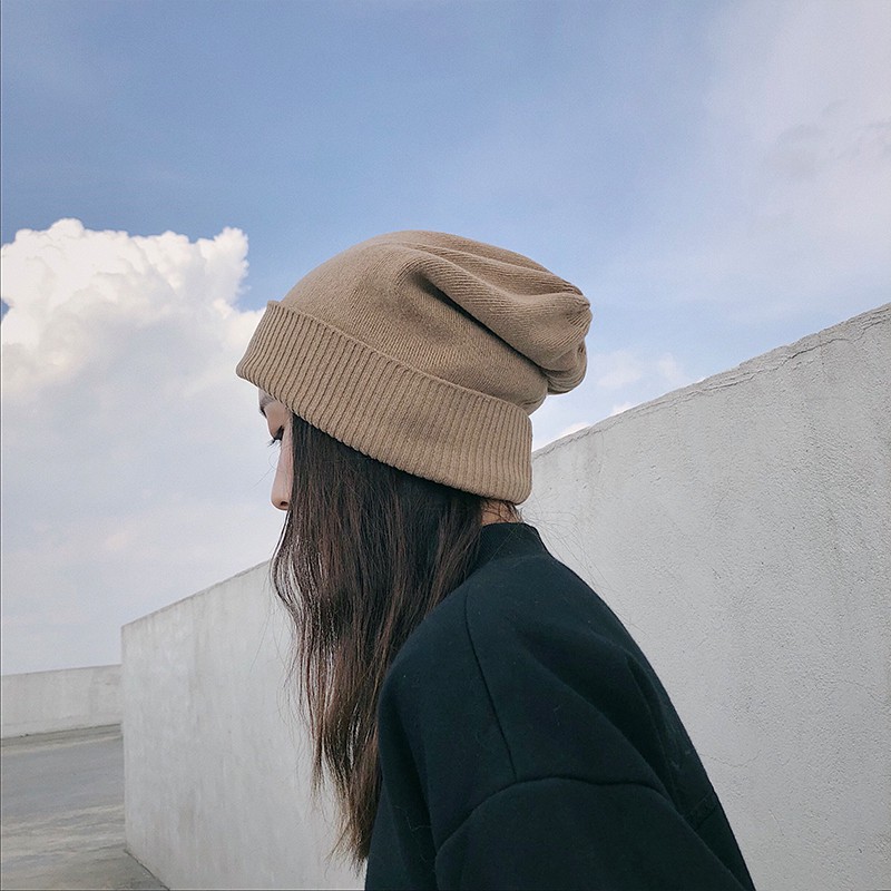 Mũ Len Dệt Kim Màu Trơn Thời Trang Thu Đông Hàn Quốc Dành Cho Nữ