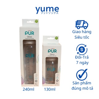 Bình sữa thủy tinh tiệt trùng PUR -Dung tích 240ml- Yume - Phụ kiện em bé