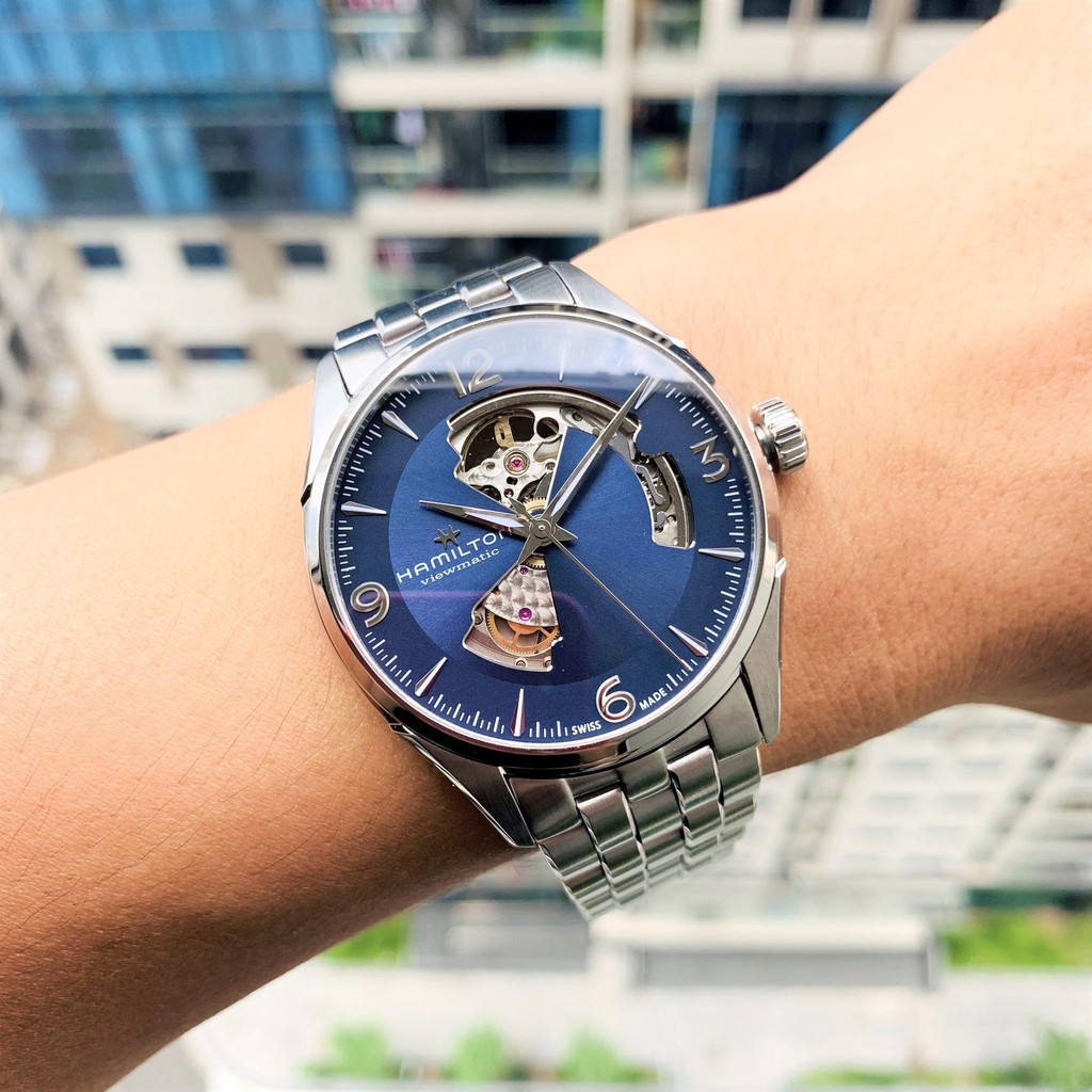 Đồng hồ nam chính hãng Hamilton Open Heart Blue H32705141-Máy cơ tự động Automatic - Kính Sapphire