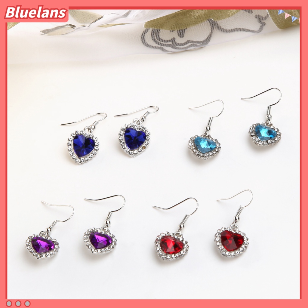 Đôi bông tai hình trái tim đính đá thời trang cho nữ