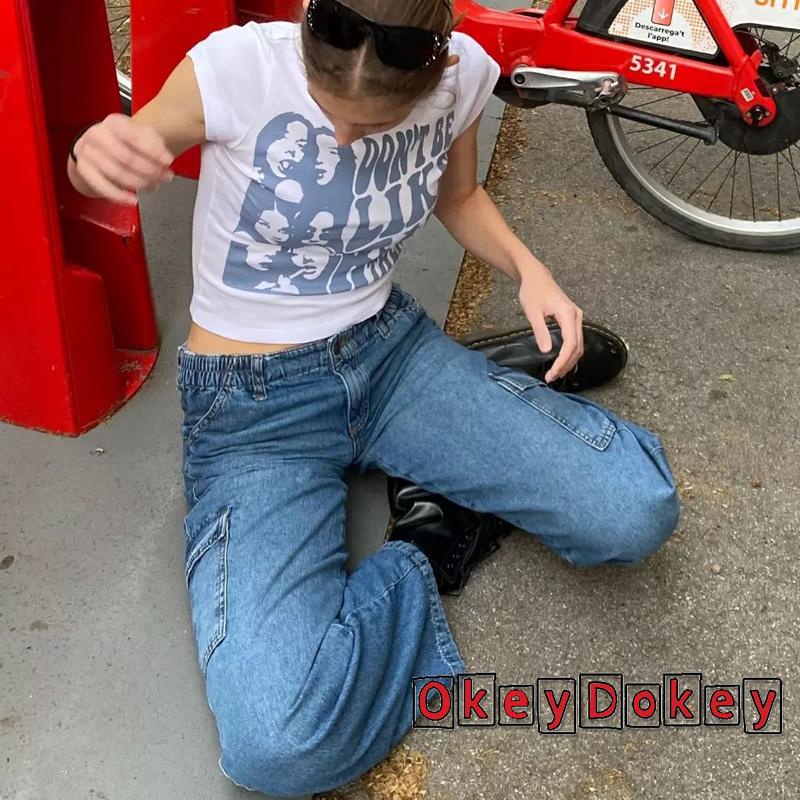 Áo Thun Crop Top Tay Ngắn Dáng Ôm In Họa Tiết Chân Dung Độc Đáo Thời Trang Mùa Hè Cho Nữ Y2K