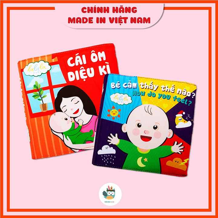 Bộ 2 Sách vải cho bé Chính hãng Lalala Baby - Combo giáo dục cảm xúc