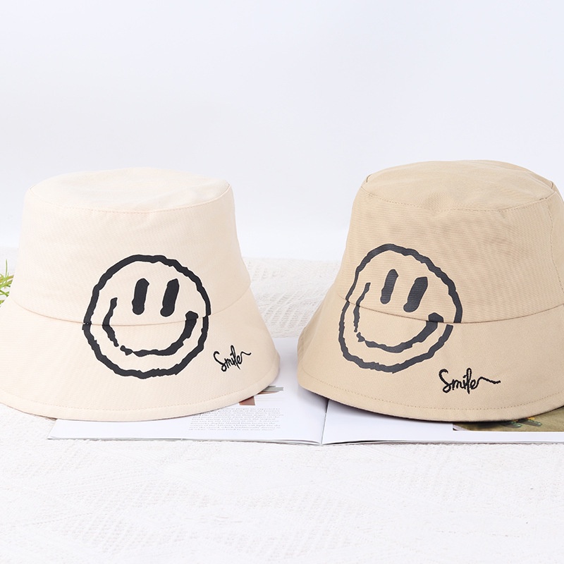 Nón xô LINJW thêu hình mặt cười thời trang