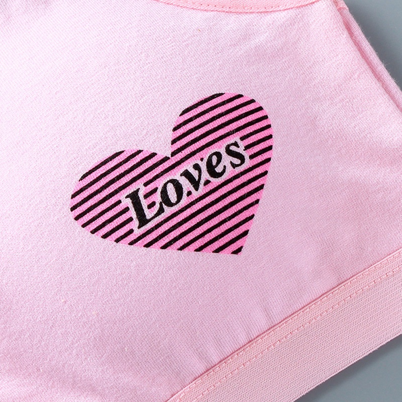 Youyo Áo lót vải cotton Kẻ Sọc In Hình Trái Tim Có Đệm Ngực Cho Nữ Tuổi Teen