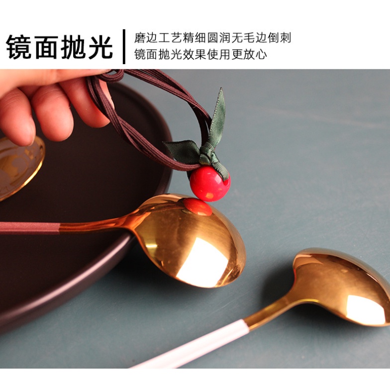 Muỗng Tròn Bằng Thép Không Gỉ Hình Mèo Hoạt Hình Dễ Thương