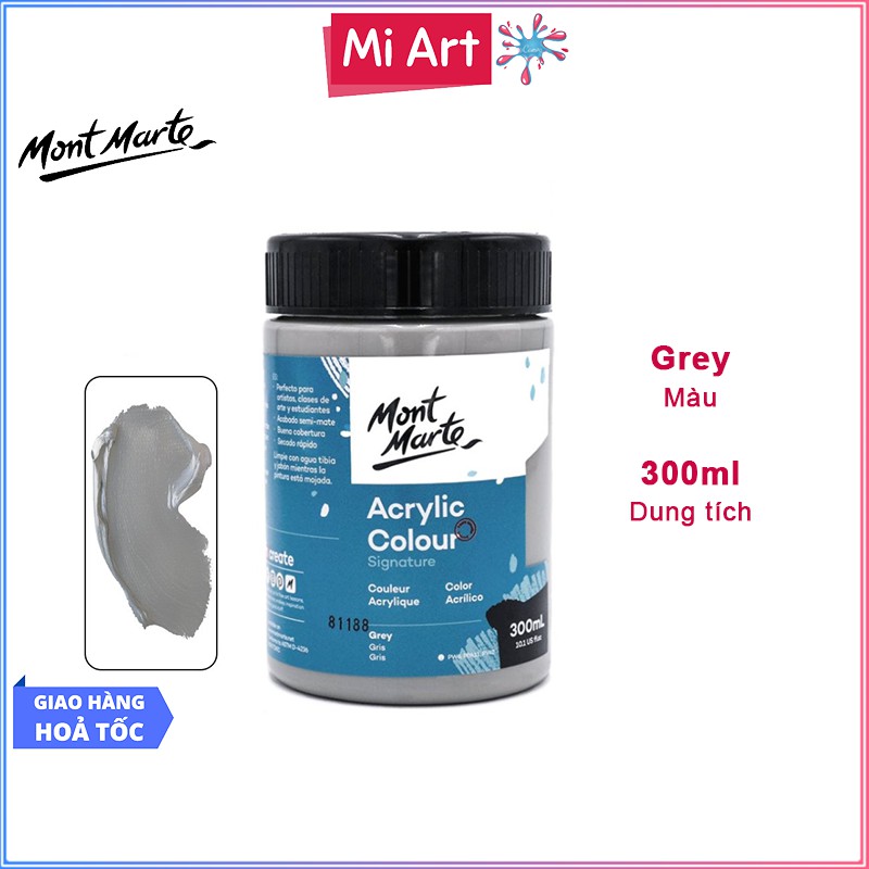 Màu Acrylic Mont Marte 300ml - Grey - Acrylic Colour Paint Signature 300ml (10.1oz) - MSCH3030