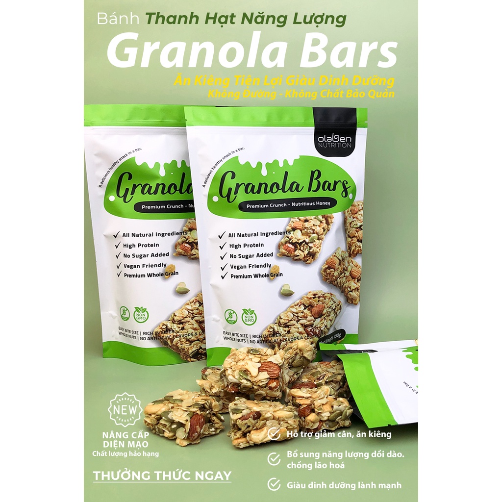 Olaben Nutrition Granola Bars 250g - Thanh hạt dinh dưỡng ăn kiêng - Hỗ trợ giảm cân