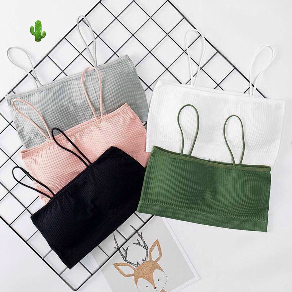 Áo hai dây bra gân trơn xinh xinh , chất thun gân mềm mịn ( ảnh thật )