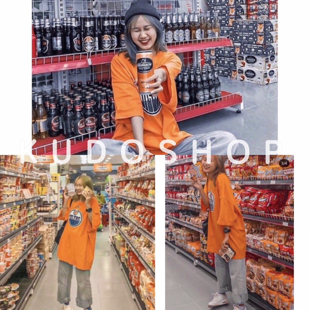 Áo thun unisex OLLERS cổ tròn tay lỡ dáng rộng dấu quần/ Áo phông ngắn tay in họa tiết trẻ trung cá tính_kudoshop | BigBuy360 - bigbuy360.vn