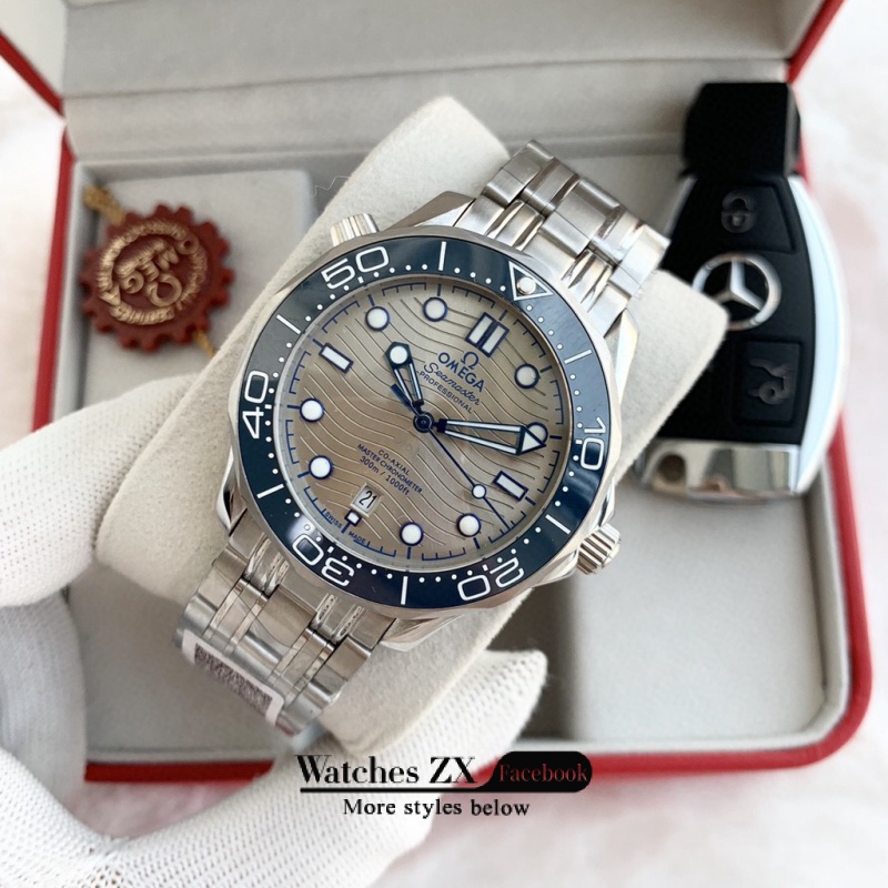 Ome * ga Seamaster Đồng Hồ Đeo Tay Tự Động 41mm Màu Xám Bạc Cho Nam # Đồng Hồ Đeo Tay Tự Động Thời Trang # # Thắt Lưng Thép Không Gỉ Chất Lượng Cao #