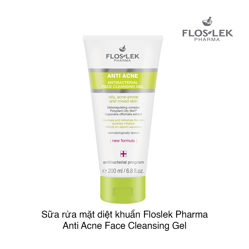 Floslek Sữa Rửa Mặt Dạng Gel Cho Da Nhờn Mụn Anti Acne Bacterial Face Cleansing Gel 200ml - 𝐃𝐫.𝐋𝐲́ 𝐇𝐨𝐚̀𝐧𝐠 | BigBuy360 - bigbuy360.vn