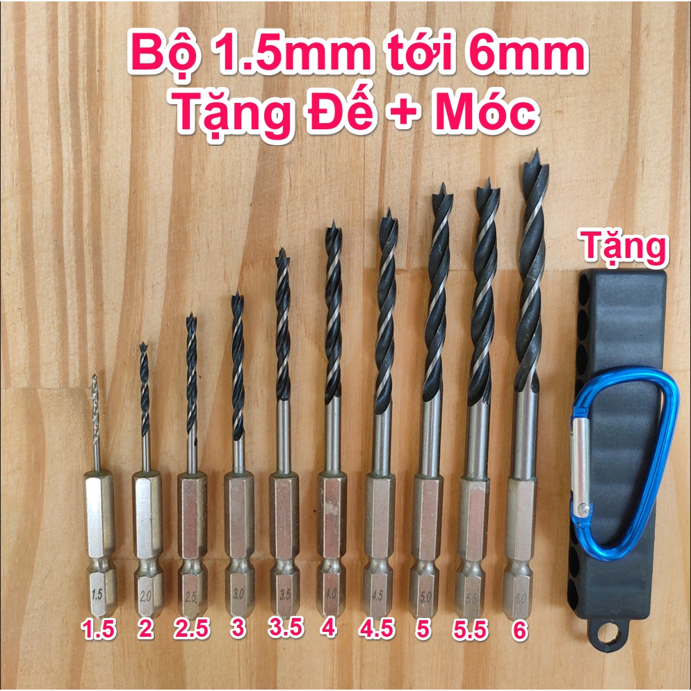 [Nhiều Combo] Mũi Khoan Khoét Gỗ Alu Mica Đầu Đinh - Định Tâm Cực Tốt - Hàng Xuất Nhật - Tặng Đế