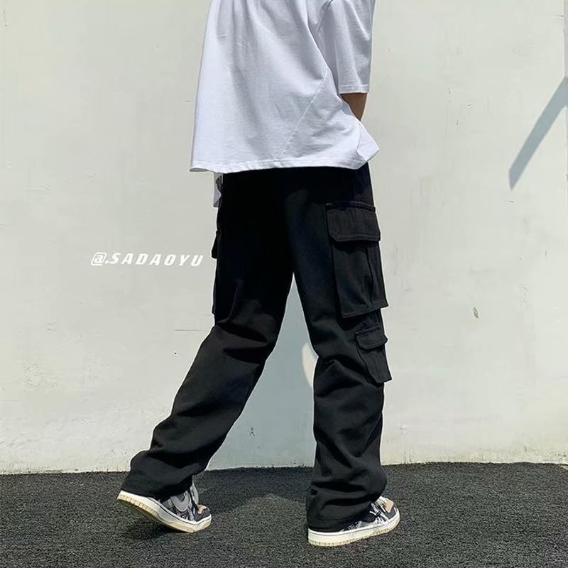 Quần jogger ống rộng túi hộp màu đen/ màu trắng thời trang dành cho nam