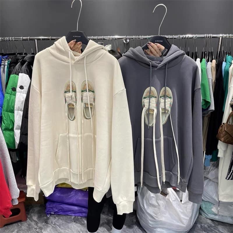 áo hoodie nỉ dây giày ảnh thật video