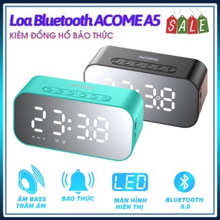 Loa Bluetooth ⭐FREE SHIP⭐ Loa Bluetooth ACOME A5 Tráng Gương Màn Hình LED Kiêm Đồng Hồ Báo Thức Thông Minh