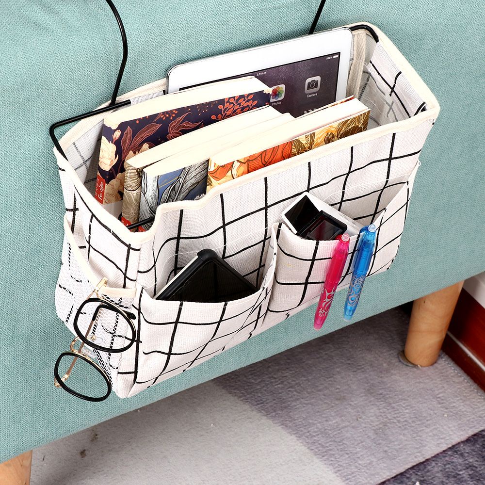 CONOPERY Túi đựng đồ bằng vải canvas có móc treo bên cạnh giường ngủ