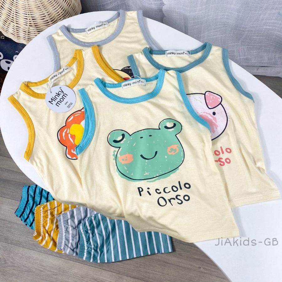 Bộ Thun Lạnh Ba Lỗ Cho Bé Trai Bé Gái 8-27kg -BL-IN26 In Động Vật Dễ Thương Chất Vải Thoáng Mát