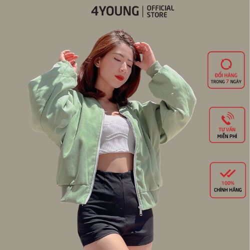 Áo khoác bomber nữ croptop dang lửng 4YOUNG BB213