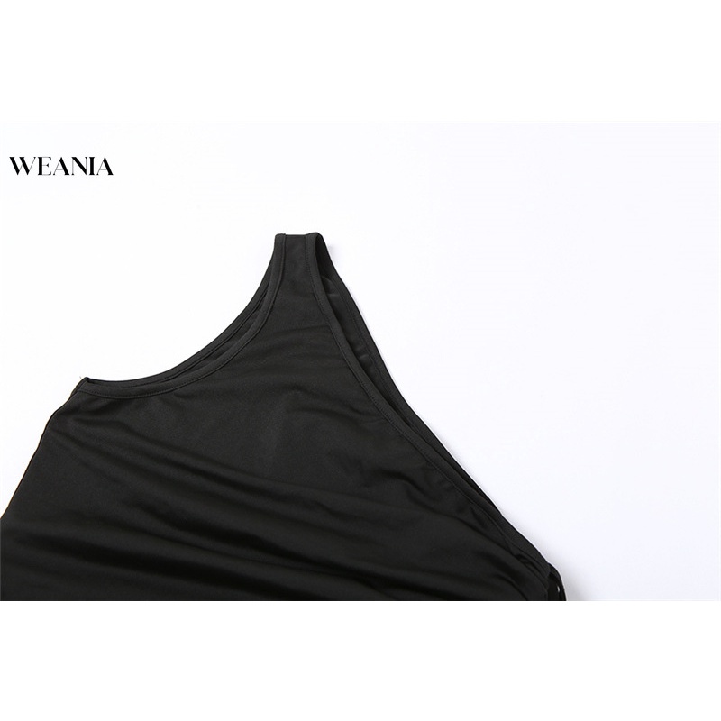 Set Áo 2 Dây Lệch Vai + Chân Váy Màu Trơn Thiết Kế Độc Đáo Quyến Rũ