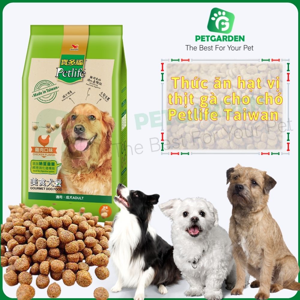 [HCM] Thức ăn hạt cho chó, cho thú cưng Petlife - Thức ăn hạt cho chó trưởng thành vị thịt gà  - Gói 2kg