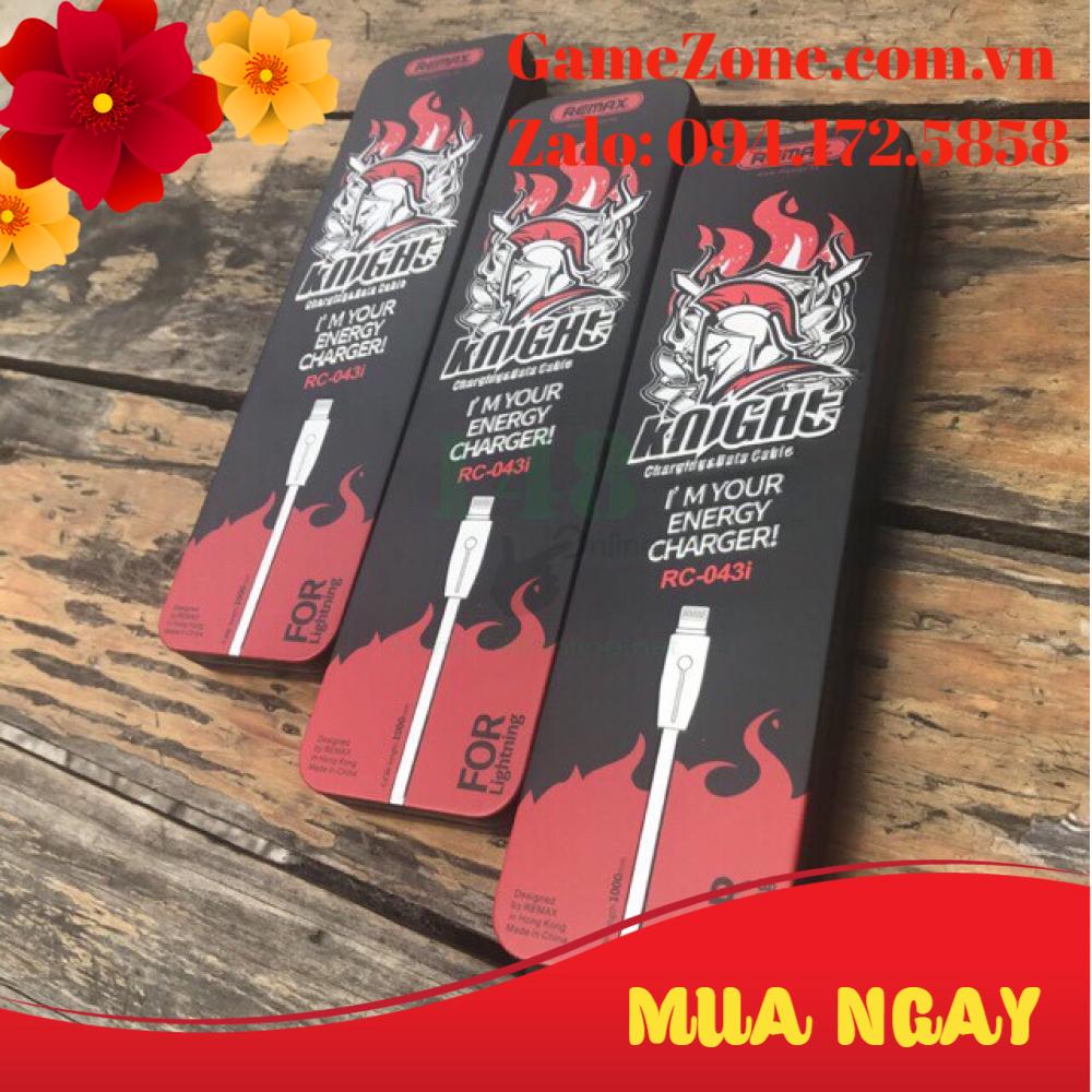 Cáp sạc nhanh remax lightning kinght rc-043i - tự ngắt - độ bền gấp 7 dây cáp thông thường cho iphone/ipad