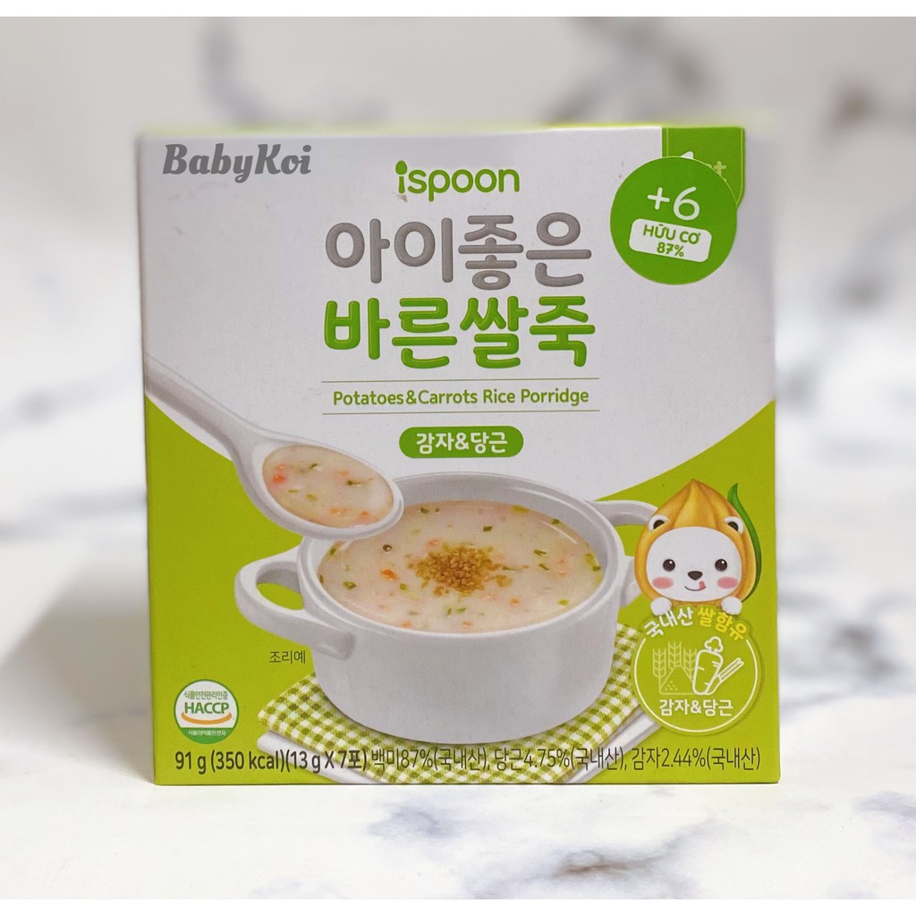 Bột cháo ăn dặm Ispoon Hàn Quốc cho bé từ 4m+ (date 09/2022)