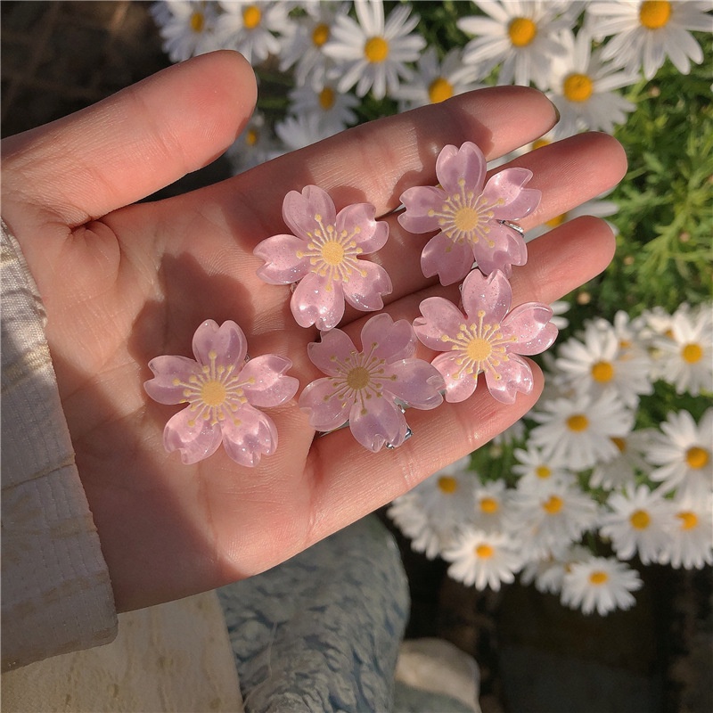 Set 5 Kẹp Tóc Hoa Anh Đào Màu Kẹo Ngọt Thời Trang Cho Nữ