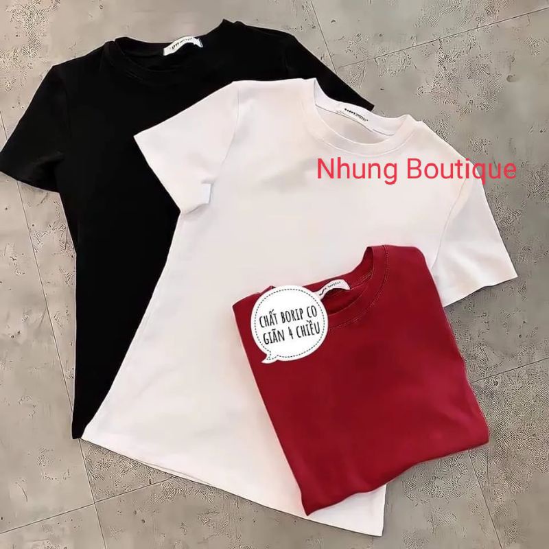 Áo Phông Nữ Trơn Basic 3 Màu Trắng - Đen - Đỏ (Vải Cotton Cam Kết Chất Đẹp)