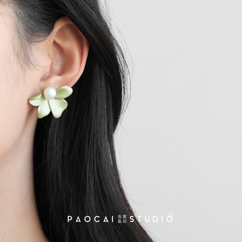 Bông Tai Đính Đá Opal Hình Vỏ Sò Dễ Thương Dành Cho Nữ