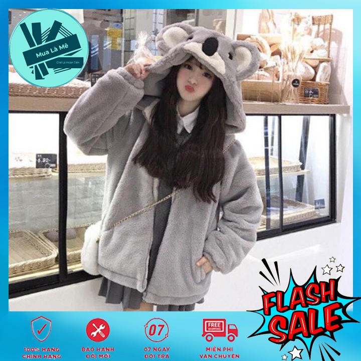 💎FREE SHIP💎 Áo Khoác Nữ Lông Cừu Mũ Gấu Thời Trang siêu CUTE đáng iu