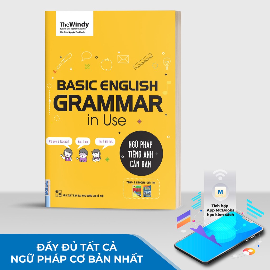 Sách - Ngữ Pháp Tiếng Anh Căn Bản Phiên Bản 1 Màu Bìa Vàng Dành Cho Người Mới Bắt Đầu - Kèm App Học Online