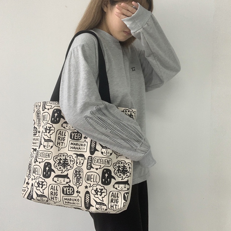 Túi Xách Canvas Cỡ Lớn Thời Trang Cho Nữ