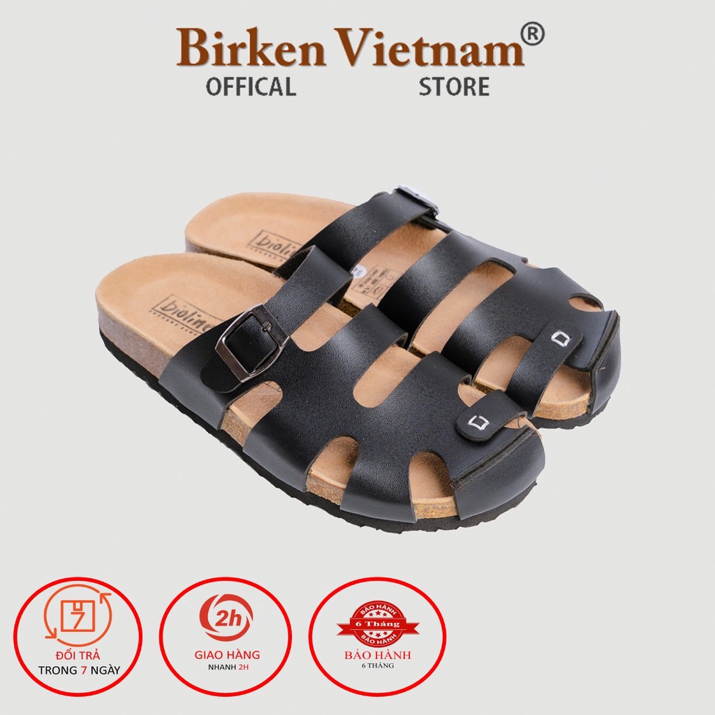 MÃ DÉP Rọ DA PU Đế Trấu Quai Kiểu Dáng Rọ Unisex Birken Vietnam Bioline