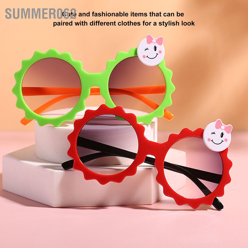 Set 6 Kính Mát Tròn Màu Sắc Tươi Sáng Họa Tiết Hoa Thời Trang Phổ Biến Dành Cho Trẻ Em