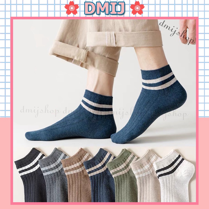 Set 5 đôi tất nam cổ thấp họa tiết 2 gạch nhiều màu đáng yêu TN31