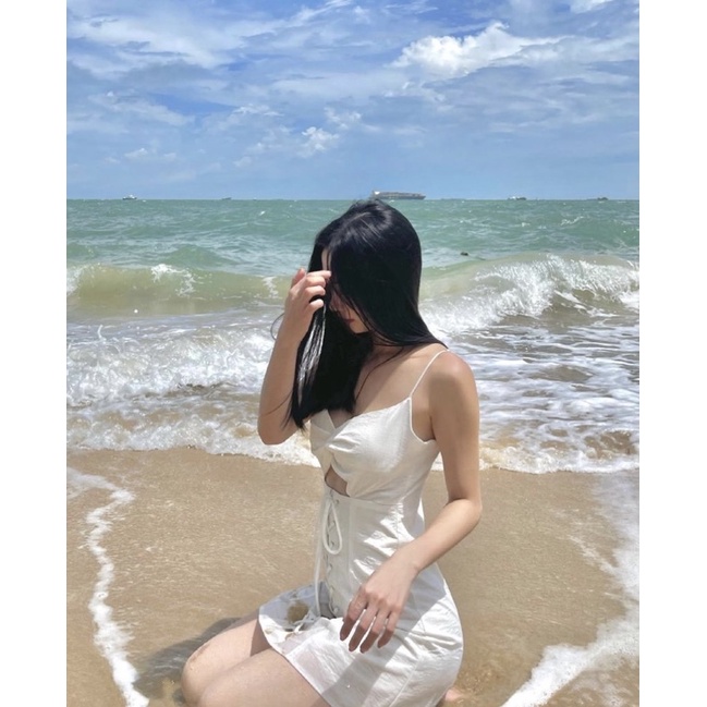 ELE Studios-Đầm thiết kế cao cấp 2 dây ngắn trắng dáng chữ A đi tiệc, đi chơi Aplomb Dress cá tính sexy ELE