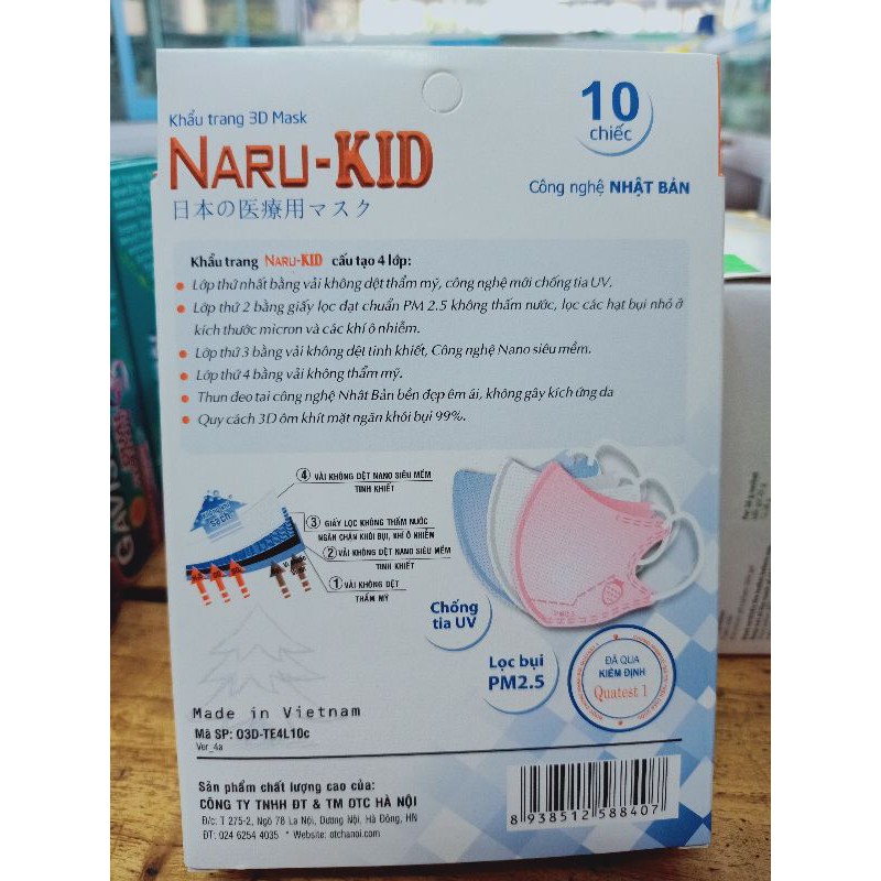Khẩu Trang Trẻ Em 3D Naru-KID công nghệ Nhật Bản đã qua kiểm định Quatest 1 | BigBuy360 - bigbuy360.vn