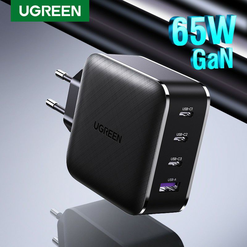 Củ sạc nhanh 3 cổng USB Sạc nhanh 65W PD3.0 GaN 3C + 1A sạc siêu nhanh 4 cổng 3 x usb type C và 1 x A UGREEN CD224