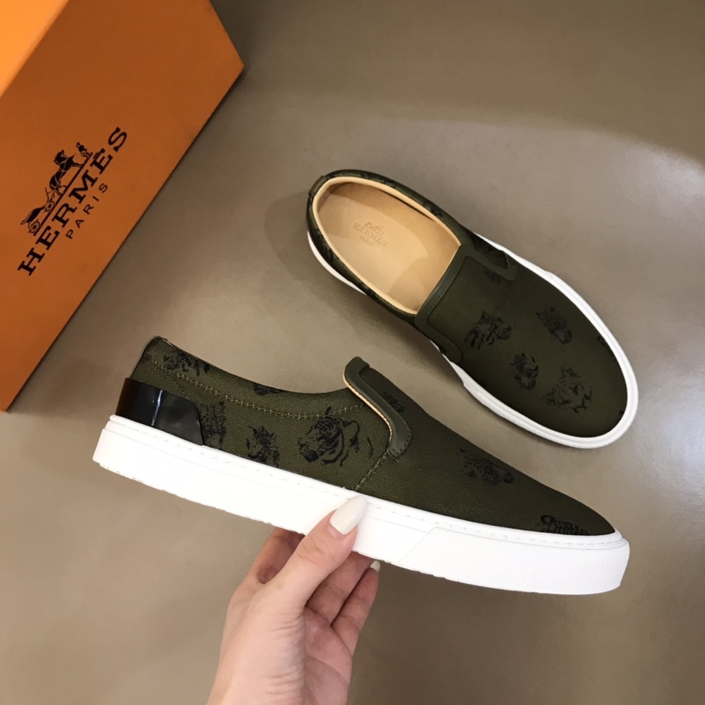 Giày lười nam da thật cao cấp Hermes HM kiểu dáng và trang trí trẻ trung, thời trang